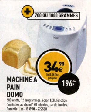 Machine à pain DOMO chez Electro Dépôt à moins de 35 euros