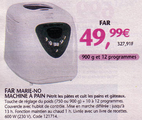 Machine à pain FAR Marie-No chez Conforama à moins de 50 euros