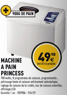 Machine à pain Princess chez Electro Dépot à moins de 50 euros