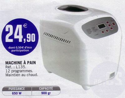 Machine à pain Eco+ chez E.Leclerc à moins de 25 euros