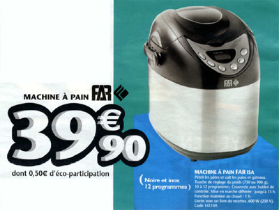 Machine à pain FAR ISA chez Conforama à moins de 40 euros