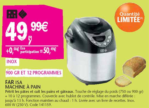 Machine àpain Far àmoins de 50 euros chez Conforama