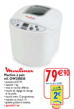 Machine Moulinex à Cora à moins de 80 euros