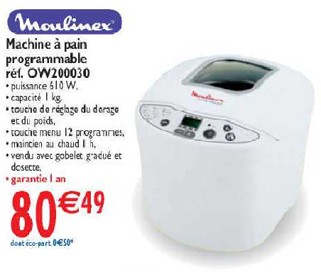 Moulinex OW200000 Machine à Pain Home Bread 1Kg on Gens de Confiance